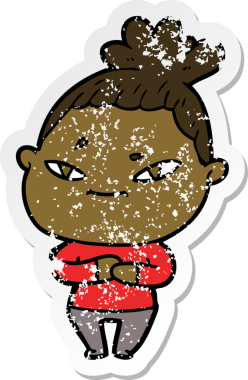 Bir insan tarafından çizilmiş karikatür bir kadının sıkıntılı çıkartması.