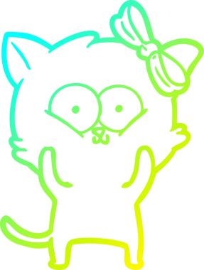 Bir insan tarafından çizilen çizgi film kedisinin soğuk gradyan çizgisi.