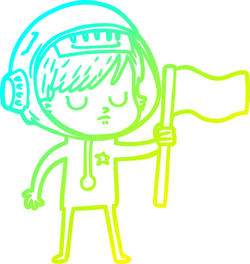 Bir insan tarafından çizilmiş soğuk gradyan çizgili astronot kadın çizimi.