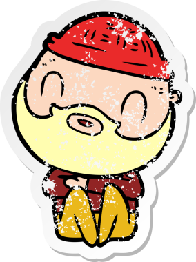 Bir insan tarafından çizilmiş sakallı bir adamın sıkıntılı çıkartması.