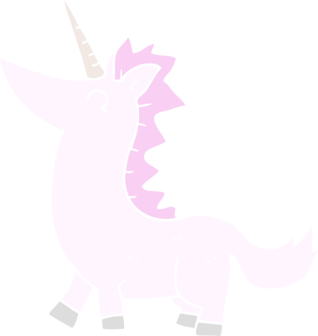 Bir insan tarafından çizilmiş tek boynuzlu atın düz renk çizimi