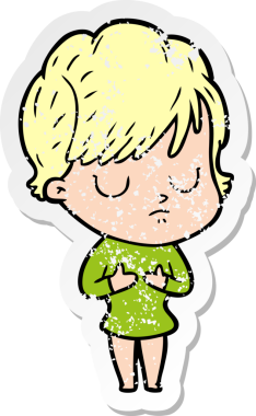 Bir insan tarafından çizilmiş karikatür bir kadının sıkıntılı çıkartması.