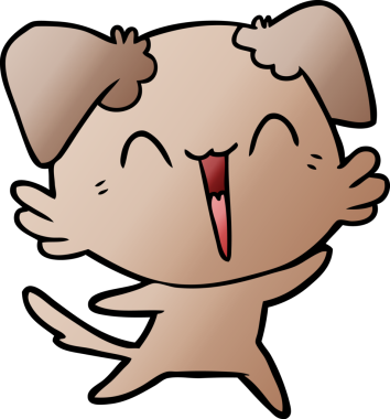 Bir insan tarafından çizilmiş küçük mutlu köpek çizgi filmi.