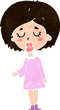 Çizgi filmdeki kadın, bir insan tarafından çizilen noktayı anlatıyor.