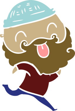 Bir insan tarafından çizilmiş sakallı, koşan bir adam.