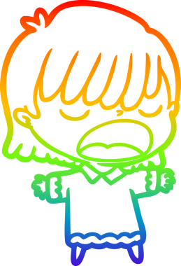 Gökkuşağı gradyan çizgi çizimi Bir insan tarafından yüksek sesle çizilen bir kadın karikatürü