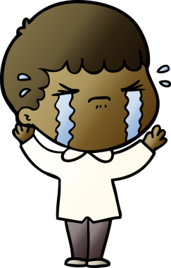 Bir insan tarafından çizilmiş ağlayan çizgi film adamı.