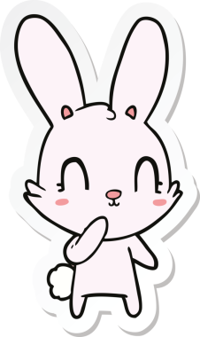 Bir insan tarafından çizilmiş şirin bir tavşanın çıkartması.