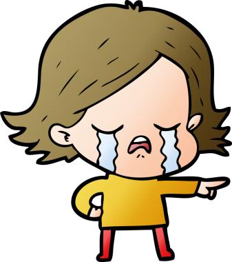 Çizgi filmdeki kız ağlıyor ve bir insan tarafından çiziliyor.