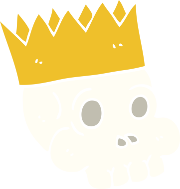 Düz renkli karikatür kafatası bir insan tarafından çizilmiş.