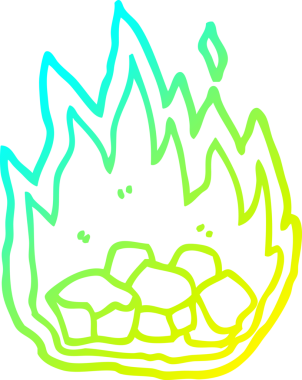 Bir insan tarafından çizilen yanan kömürlerin soğuk gradyan çizgileri