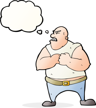 Bir insan tarafından çizilmiş düşünce baloncuğu olan vahşi bir adam.