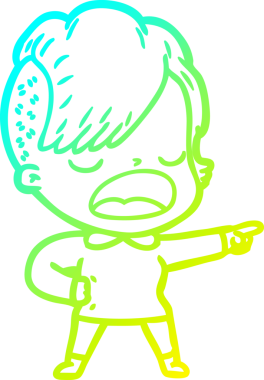 Bir insan tarafından çizilmiş havalı bir hippi kızın soğuk gradyan çizimi.