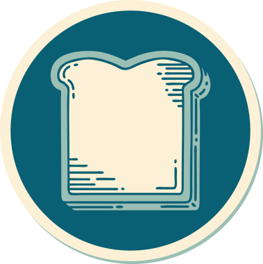 Bir insan tarafından çizilmiş geleneksel bir ekmek dilimi şeklinde dövme çıkartması.