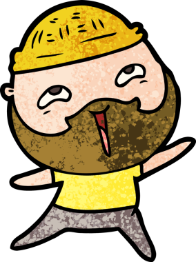 Bir insan tarafından çizilmiş mutlu sakallı bir adam.