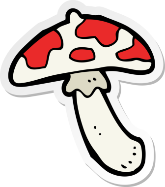 Bir insan tarafından çizilmiş zehirli mantar yapıştırması.