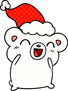 Bir insan tarafından çizilmiş Kawaii kutup ayısının el çizimi karikatürü.