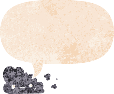 Bir insan tarafından çizilmiş grunge sıkıntılı retro biçiminde konuşma baloncuğu ile sevimli çizgi film bulutu