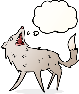 Bir insan tarafından çizilmiş düşünce baloncuğuyla kurt yakalamak.