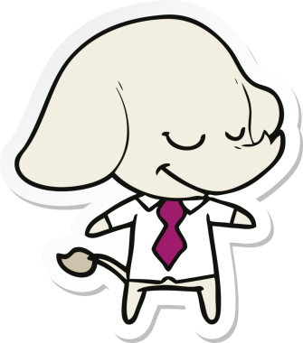 Bir insan tarafından çizilmiş gülümseyen fil yöneticisinin çıkartması.