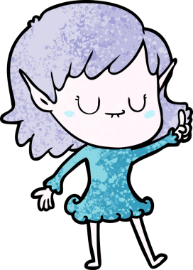 Bir insan tarafından çizilmiş mutlu elf kızı.