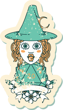 Retro Dövme Tarzı İnsan Cadı Doğal 20 zar atışıyla Bir insan tarafından çizilmiş