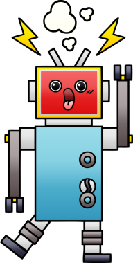 Bir insan tarafından çizilen robot arızasının gölgeli çizimi