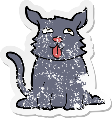 Bir insan tarafından çizilmiş mutlu bir köpeğin gerilmiş çıkartması.