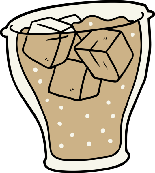 Bir insan tarafından çizilmiş buzlu bir kola bardağı.