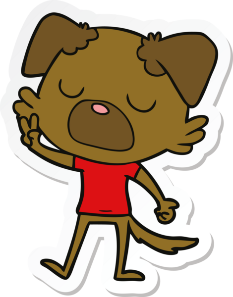 Bir insan tarafından çizilmiş bir köpeğin çıkartması.