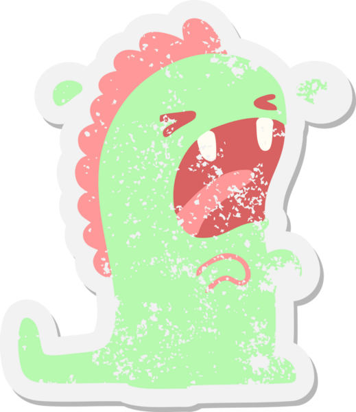 Bir insan tarafından çizilmiş ağlayan dinozor grunge çıkartması.