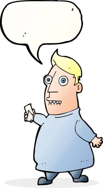 Bir insan tarafından çizilmiş konuşma balonlu biletleri olan sinirli bir karikatür adamı.