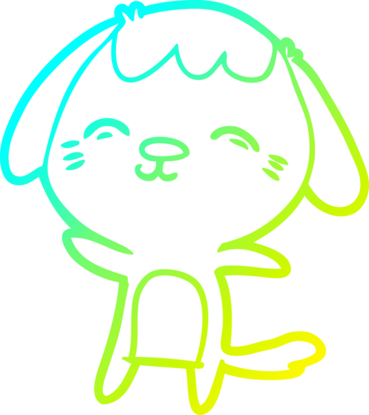 Bir insan tarafından çizilmiş mutlu çizgi film köpeğinin soğuk gradyan çizimi