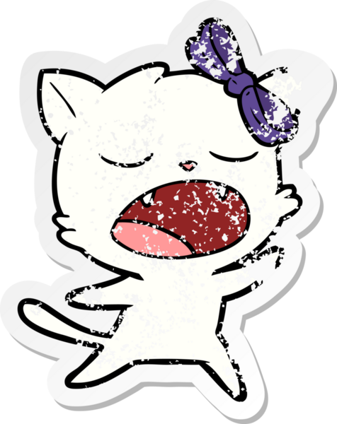 Bir insan tarafından çizilmiş şarkı söyleyen bir çizgi film kedisinin sıkıntılı çıkartması.