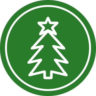 Noel ağacı dairesel simgesi bir insan tarafından çizilmiş.