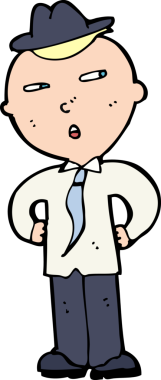 Bir insan tarafından çizilmiş şapkalı bir çizgi film adamı.