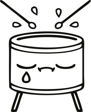 Bir insan tarafından çizilmiş ağlayan davulun çizgi çizimi