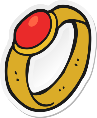 Bir insan tarafından çizilmiş yakut bir yüzüğün çıkartması.