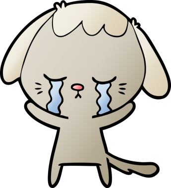 Bir insan tarafından çizilmiş şirin köpek yavrusu ağlama çizgi filmi