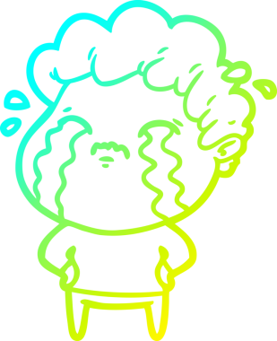 Bir insan tarafından çizilmiş ağlayan bir çizgi film karakteri çizimi.