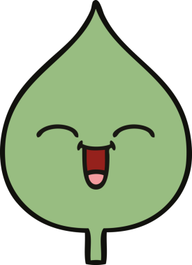 Bir insan tarafından çizilmiş dışavurumsal yaprağın sevimli karikatürü.