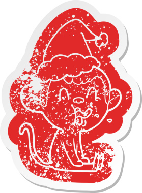 Çılgın çizgi film, insan tarafından çizilmiş Noel Baba şapkası takan bir maymunun sıkıntılı çıkartması.