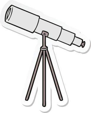 Bir insan tarafından çizilmiş bir çizgi film teleskopunun çıkartması.