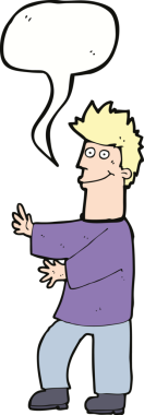 Bir insan tarafından çizilmiş konuşma balonlu mutlu adam çizgi filmi.