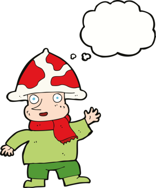 Bir insan tarafından çizilmiş düşünce balonlu mantar adam.