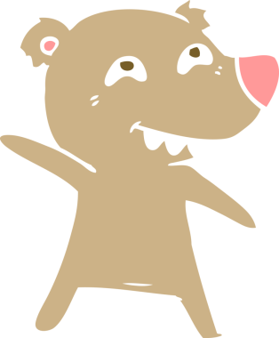 Bir insan tarafından çizilmiş düz renkli çizgi film ayı dansı.