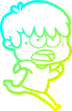 Bir insan tarafından çizilmiş endişeli çizgi film çocuğunun soğuk gradyan çizgisi.