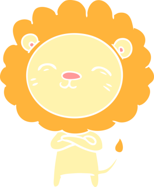 Bir insan tarafından çizilmiş düz renkli çizgi film aslanı