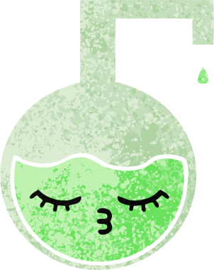 Bir insan tarafından çizilmiş bilimsel bir deneyin retro çizim tarzı karikatürü