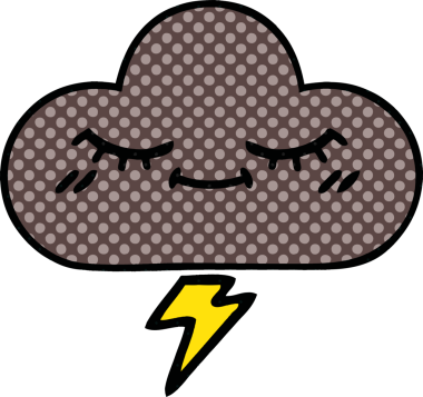 Bir insan tarafından çizilmiş bir fırtına bulutunun karikatürü.